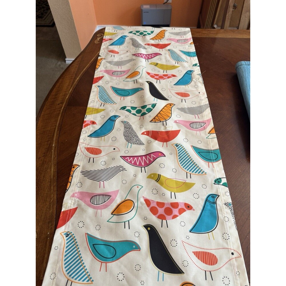 Spoonflower Mod Birds Table Runner 17" X 70 - Picture 2 of 4